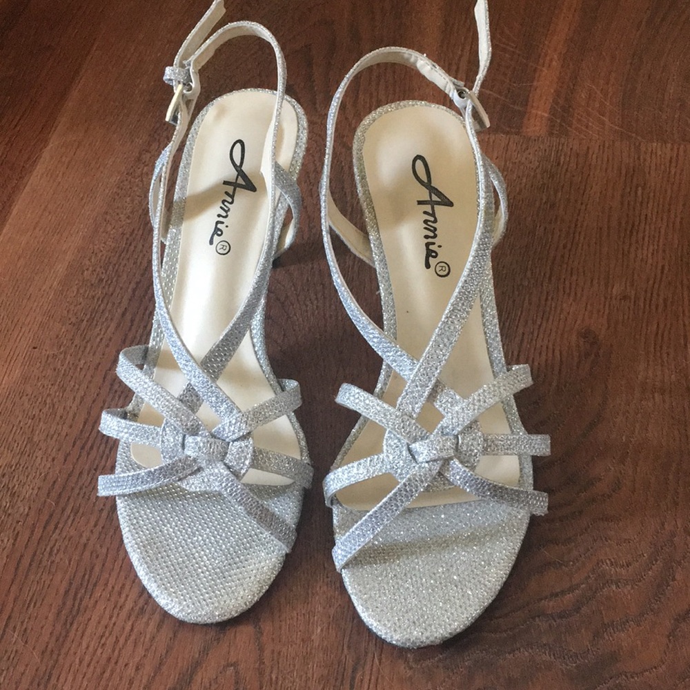 Silver strap heels
